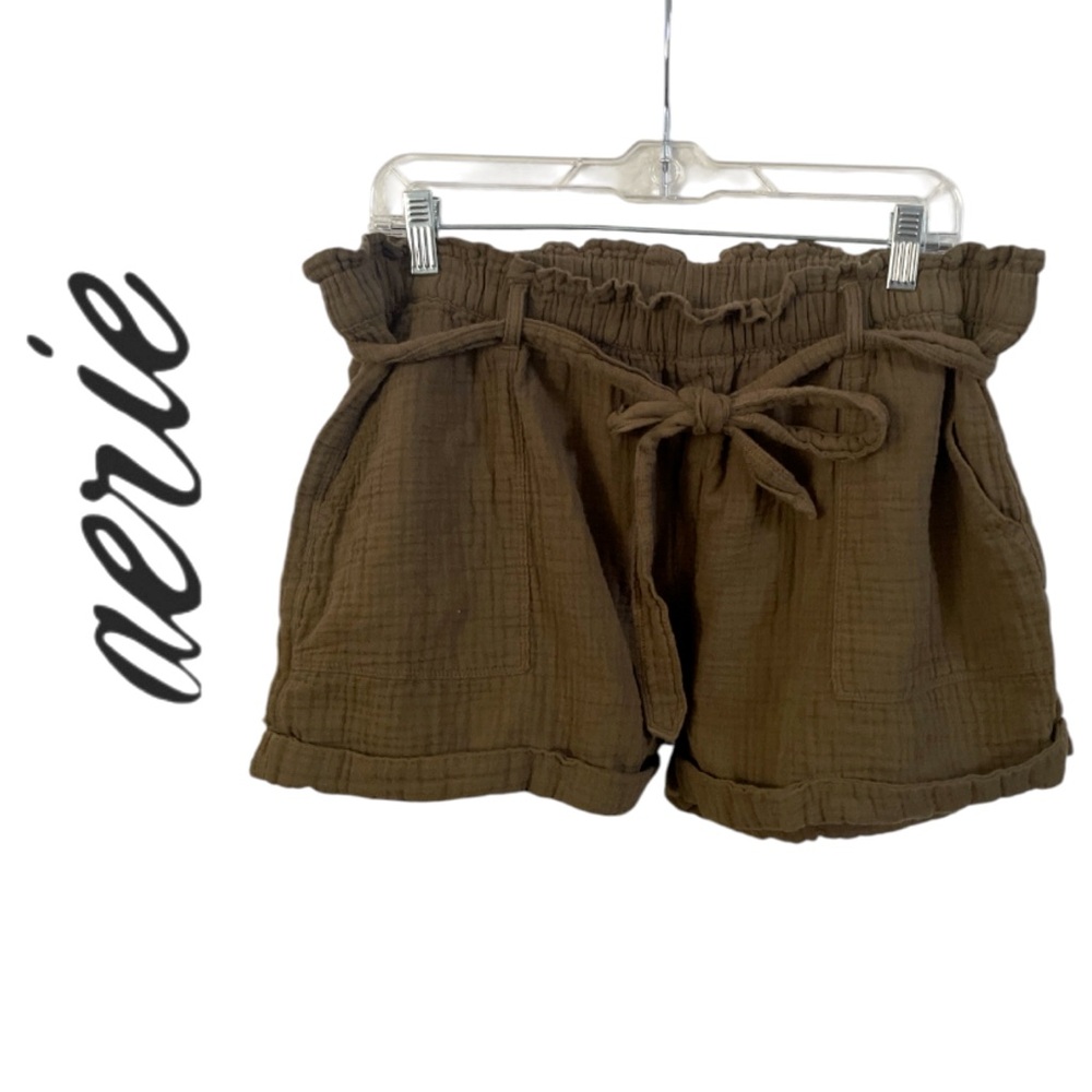 AERIE➕Gauze Cotton Paperbag Pull•On Shorts